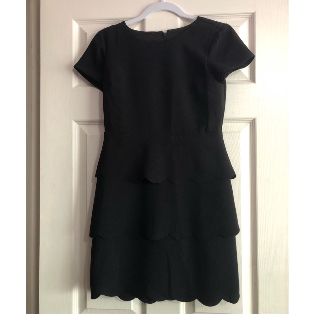 LOFT SCALLOPED BLACK DRESS
